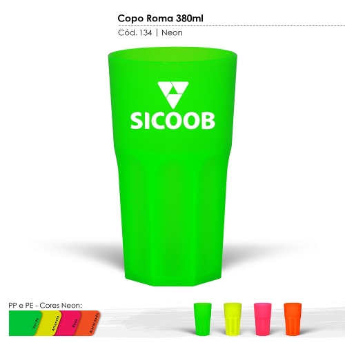 Copos personalizado, Canecas personalizada, Long drink personalizado - Copo Itália 400ml Cores Neons